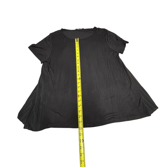 August Silk Black Short Sleeve Sheer Back DesignTop Size Medium - Picture 2 of 5